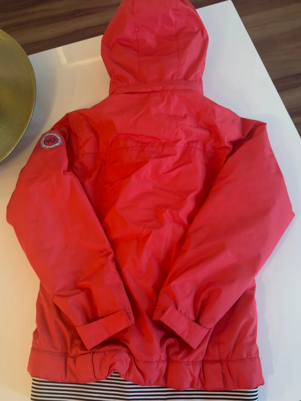 Weatherproof Kids Red Hooded Jacket Size L 10/12 Fleece Lined Rain Coat